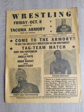 RARE 1954 Wrestling Program Tacoma Armory - Angelo Poffo (Macho Man’s Dad) picture