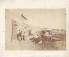 France, Martigues, Family of Fishermen near the Quai vintage albumen print Tira picture