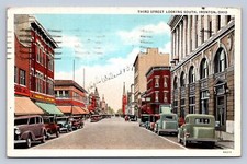 J89/ Ironton Ohio Postcard c1930 Third Street Stores Autos 158 picture