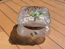 VTG, Antique Hand Enameled Frosted ArtGlass Jewelry Box  1900 BROKEN HINGE picture