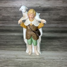 Vintage Homco Nativity Shepherd Boy With Lamb Manger Replacement #5418 picture