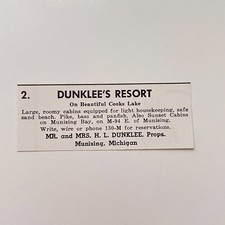 Dunklee's Resort Mr. & Mrs. H. L. Dunklee in Munising 1958 MI Ad TAK3-S6 picture