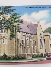 C 1940 First Presbyterian Church Franklin PA Old Cars Linen Vintage Postcard picture