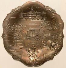 Wyoming Ashtray VTG Souvenir Brass Plate Tray Occupied Japan Trinket Dish picture