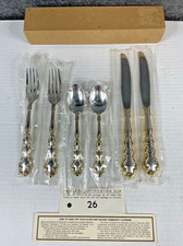 Oneida Community Gold Accent Modern Baroque Silverplate Set Of 5 Place Setting picture