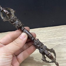 Tibetan Five Prong Vajra Dorje Brass Alloy Pendant Buddhist Ritual Handpiece picture