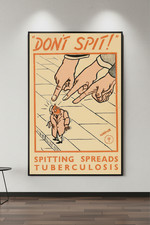 RARE - Don't Spit Anti-Tuberculosis Vintage Poster - 24x36 Print picture