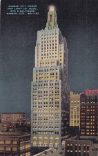 Kansas City MO Missouri Power & Light Company Building Night 1943 Postcard F17 picture