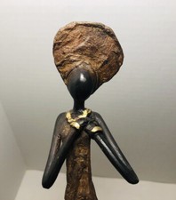 Beautiful￼ African bronze sculpture  Of A Women 9” picture