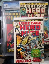 Hero For Hire #1 CGC 6.0 1972 1st Luke Cage + #2 VF/NM OB + #3 VG OB See PICS+ picture