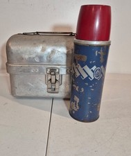 Vintage Aluminum Dome Lunch Box + Keapsit Thermos Set of 2 American Thermos USA picture