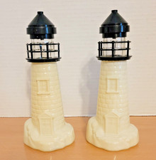 VINTAGE 1970's Old Spice Aftershave Lotion Lighthouse Decanter 2 Bottles EMPTY picture
