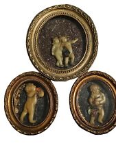 Reliquary Portrait Antique Italy 1800s Cupid Wax Putti Figurines In Pictures picture