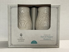 The Pioneer Women Vintage Lace Salt & Pepper Shaker With Tray New picture