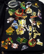 VINTAGE 1996-99 GIRLS FAST PITCH PIN LOT – 100 PINS & STORAGE SATCHEL picture