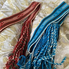 Native American Hopi Navajo Pueblo Wool  woven sash belt (set Of 2 ) picture
