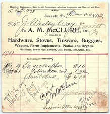 1902 Everett PA A.M. McClure hardware & general store billhe picture