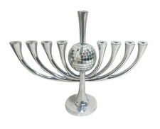 Happy Jew Year Menorah Disco Ball Spinning Hanukkah Chanukah Aluminum Handmade picture