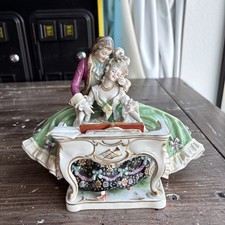 Kister Scheibe-Alsbach Figurine Men Woman Playing Harpsichord Pianoforte Antique picture