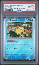PSA 10 PSYDUCK 007/132 | Mega Evolution Three Pack Blister Pokemon Card picture