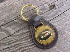 JAGUAR ANTIQUE GOLD LEATHER KEY FOB NOS Hi-QUALITY CLASSY KEY HOLDER picture