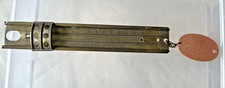 RARE VINTAGE ANTIQUE TAYLOR BRASS WOOD w Tag Candy Thermometer Display Z picture