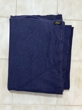 True Vintage 50s 60s LL Bean Script Cursive Label Wool Cotton Camp Blanket Blue picture