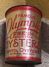 Vintage OLYMPIA OYSTERS Oyster Can Tin One Quart Capitol Oyster Co. WA. picture