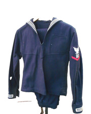 VTG 1960s US NAVY MEN'S WOOL MEN'S SERVICE DRESS BLUE CRACKER JACK UNIFORM SET picture