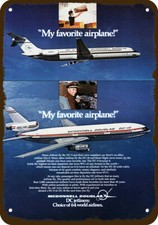 1975 McDONNELL DOUGLAS DC-9 & DC-10 Jet Vntg-Look DECORATIVE REPLICA METAL SIGN picture