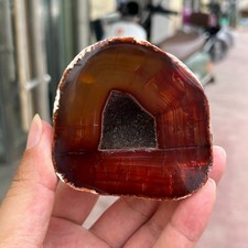 320g Small Natural Red Agate Geode Carnelian Druzy Crystal Mineral Specimen picture
