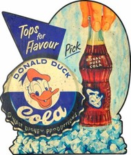 DONALD DUCK COLA SODA POP BOTTLE HEAVY DUTY USA MADE METAL ADVERTISING SIGN picture