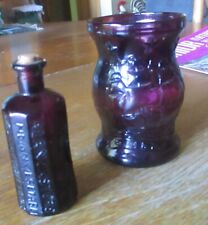 VINTAGE WHEATON BOTTLE AND JUICE GLASS/AMETHYST picture