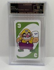 2016 Nintendo UNO Super Mario Wario Green 3 Crown 10 Crowned Gem picture