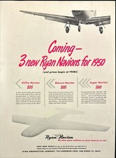 1950 Ryan Navion Vintage Print Ad 3 New Models Utility Deluxe Super picture