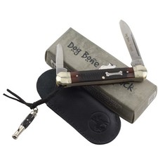 Rough Rider Dog Bone Jack Muskrat Pocket Knife RR1185 Whistle Brown Sawcut picture