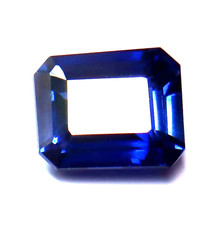 Beautiful Loose Gemstone Natural Blue Sapphire Certified Emerald Cut 7-8 CT picture