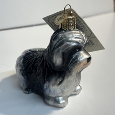 2019 Old World Christmas Glass Havanese Dog Ornament Black White with Glitter picture