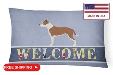 Caroline's Treasures BB8325PW1216 Pit Bull Terrier Welcome Canvas Fabric Decorat picture
