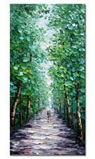 Alenoss Hand Painted Canvas Wall Art Green 24X48 Inches picture