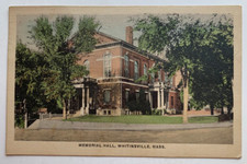 1924 MA Postcard Whitinsville Memorial Hall building Huguenot Walloon 1c Stamp picture