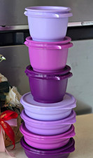 TUPPERWAR SERVALIER 14 PIECE SET ONE TOUCH BOWLS & CEREAL BOWL SET NEW PURPLE 💜 picture