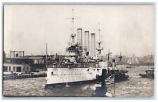 US Navy Ship Postcard RPPC Photo Cruiser Brooklyn E. Muller Rotograph c1905 picture
