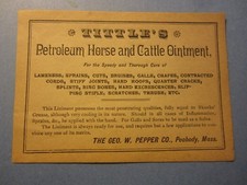 Old Antique c.1900 - TITTLE'S Horse and Cattle Ointment LABEL - Peadbody MASS.  picture