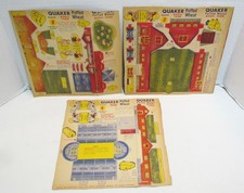 PUFFED WHEAT MODEL FARM CEREAL BOX BACK LOT OF 3 QUAKER c. 1940's VINTAGE picture