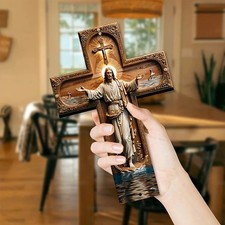 Jesus Christ Cross Christian Religious Wooden Wall Decor Faith Home Church Gift  picture