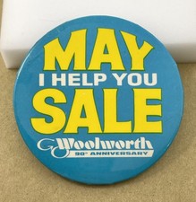 Woolworth Vintage 1969 May I Help You Employee Pinback Button Badge picture