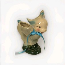 Vintage running donkey planter deer vase ceramic kitsch 6in baby cute FLAW picture
