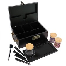 Large Bamboo Storage Box with Combination Lock & Accessories Black Stash Box ... picture