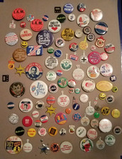 Mixed Lot 100 Vintage 1960 1970 Buttons Pin pinback picture